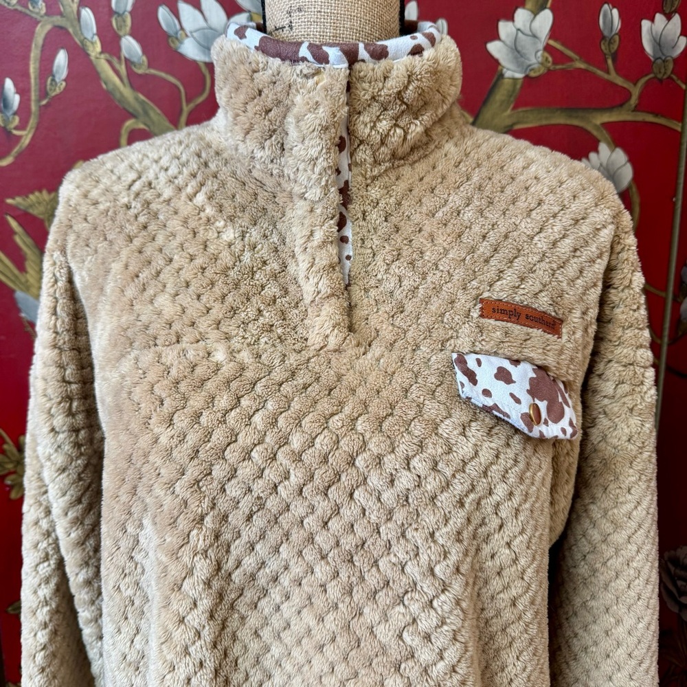 Women’s “Simply Southern” Quarter-button Fuzzy Sweatshirt Top | #W45 - Picture 8 of 13